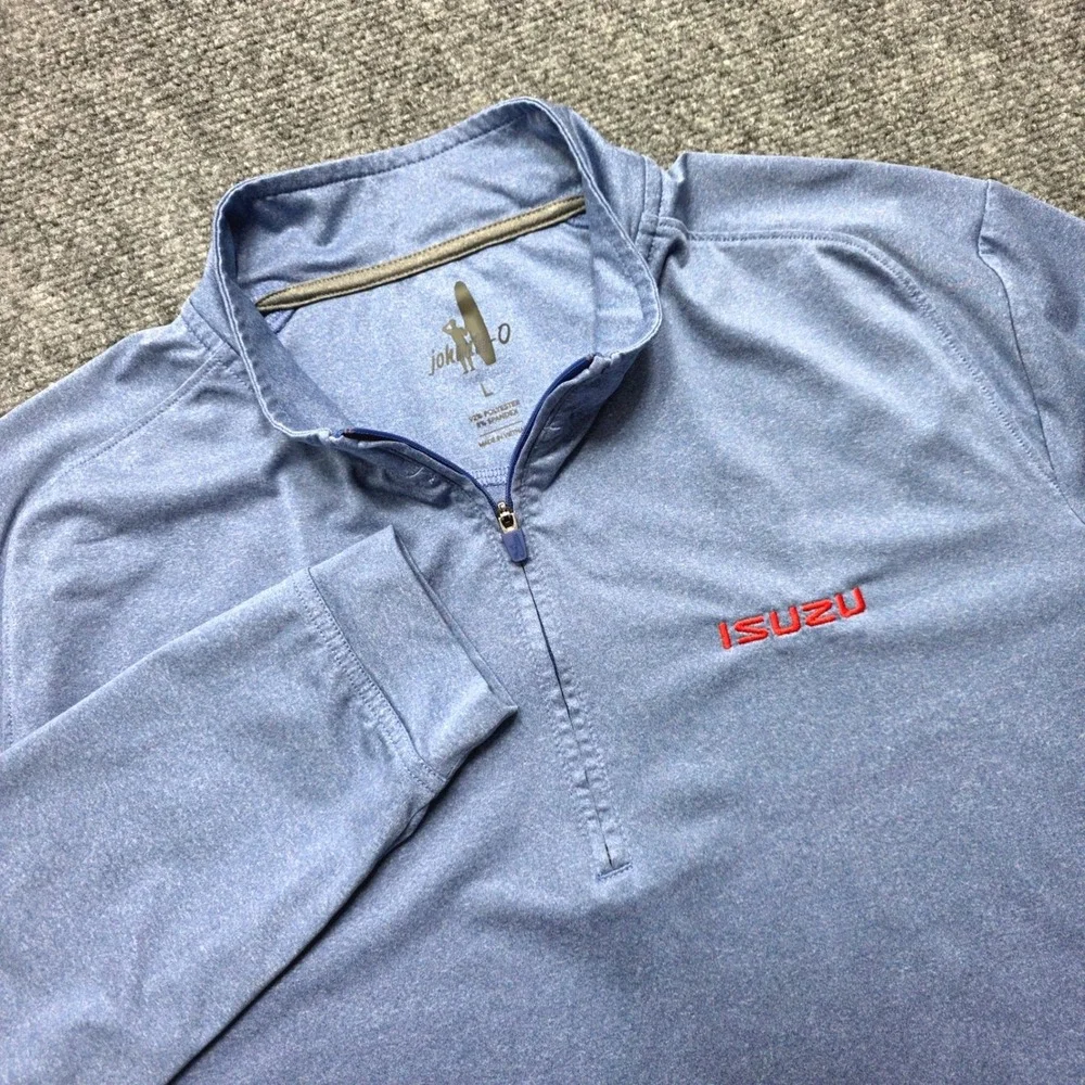 Johnnie-O Men's Large Blue‎ Quarter Zip Pullover Isuzu Performance Golf Shirt